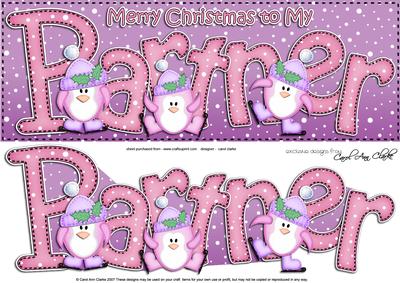 Xmas Large Dl Partner Penguins Quick Card N 3D Decoupage