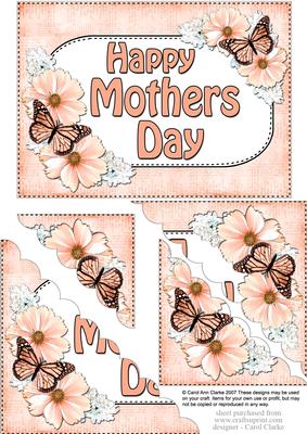 5x7 Flowers & Butterflies Mothers Day Scallop Corner