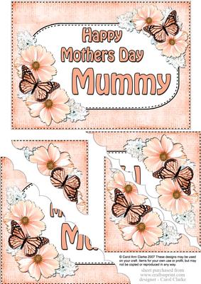 5x7 Flowers & Butterflies Mothers Day Mummy Scallop Corner