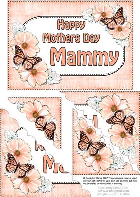 5x7 Flowers & Butterflies Mothers Day Mammy Scallop Corner