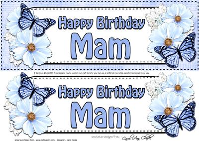 Large Dl Birthday Mam Floral Butterflies 3D Decoupage