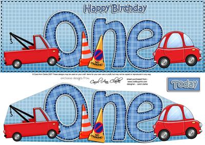 1st Birthday Cars Large Dl Quick Card N 3D Decoupage