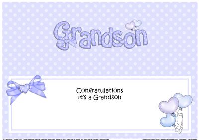 Congratulations It's a Grandson Baby Matching Lge Dl Insert