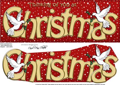 Large Dl Thinking of You at Christmas Doves 3D Decoupage