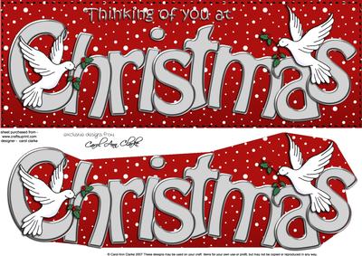 Large Dl Thinking of You at Christmas Doves 3D Decoupage