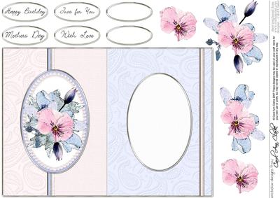 Posy & Pearls Fold Back Card with Decoupage