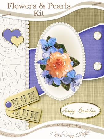 Flowers & Pearls Blue Topaz Kit with Step by Step Decoupage