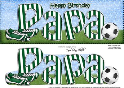 Large Dl Birthday Papa Football Card & 3D Decoupage