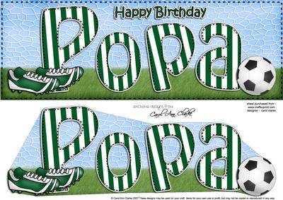 Large Dl Birthday Popa Football Card & 3D Decoupage
