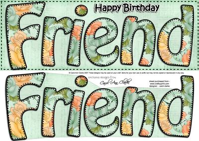 Large Dl Birthday Friend Roses Card & 3D Decoupage