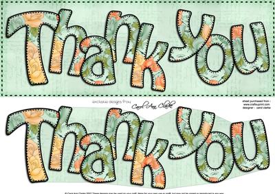 Large Dl Thank You Roses Card & 3D Decoupage