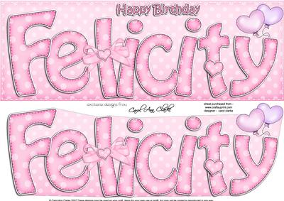 Large Dl Birthday Felicity Balloons 3D Decoupage
