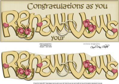 Large Dl Renewal of Vows Roses Quick Card with 3D Decoupage