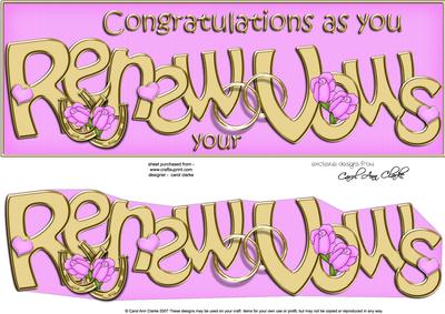 Large Dl Renewal of Vows Roses Quick Card with 3D Decoupage
