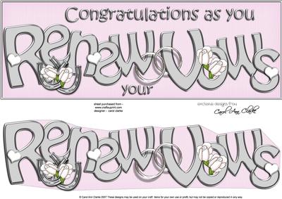 Large Dl Renewal of Vows Roses Quick Card with 3D Decoupage