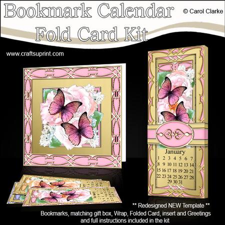 Flowers & Butterflies Bookmark Calendar Fold Card Kit