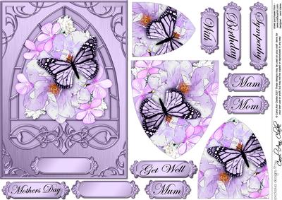 Butterfly & Pastel Flowers Fancy Arch Shaped Pyramid Sheet