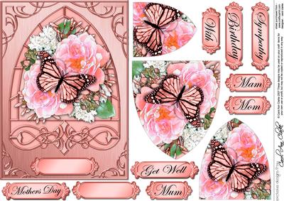 Butterfly & Roses Fancy Arch Shaped Pyramid Sheet