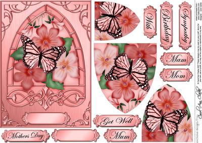Pretty Violas & Butterfly Fancy Arch Shaped Pyramid Sheet