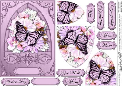Pastel Bouquet & Butterfly Fancy Arch Shaped Pyramid Sheet