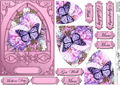 Mixed Flowers & Butterfly Fancy Arch Shaped Pyramid Sheet