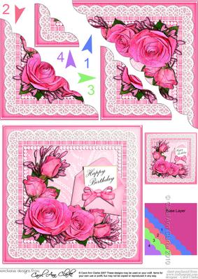 Birthday Roses Lace N Pearls Scallop Corner Side Stacker