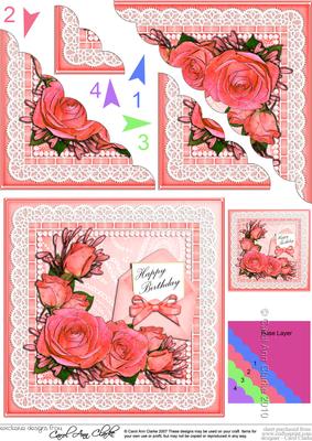 Birthday Roses Lace N Pearls Scallop Corner Side Stacker