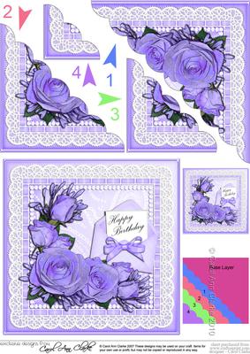 Birthday Roses Lace N Pearls Scallop Corner Side Stacker