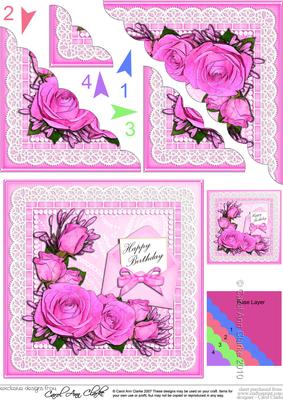 Birthday Roses Lace N Pearls Scallop Corner Side Stacker