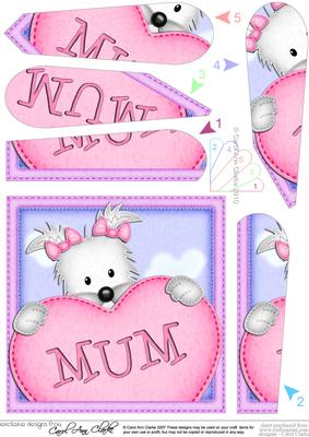 Jess Westie Dog's Heart for Mum Fan Pyramage Topper