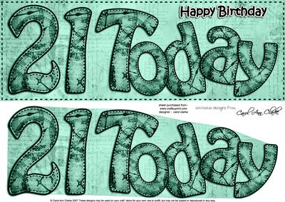 Large Dl Birthday 21 Today Clocks 3D Decoupage
