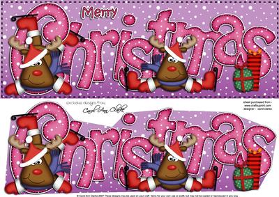 Large Dl Christmas Rudolph Quick Card with 3D Decoupage