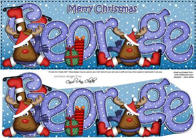 Merry Christmas George Rudolph Large Dl & 3D Decoupage