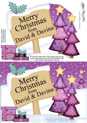 Xmas Personalised David & Davina A5 Quick Card 3D Decoupage
