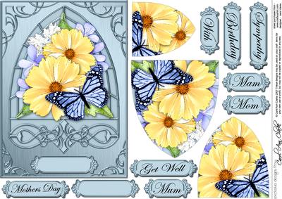Summer Flowers & Butterfly Fancy Arch Shaped Pyramid Sheet