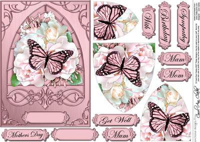 Pastel Flowers & Butterfly Fancy Arch Shaped Pyramid Sheet