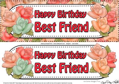 Large Dl Birthday Best Friend Roses Card & 3D Decoupage