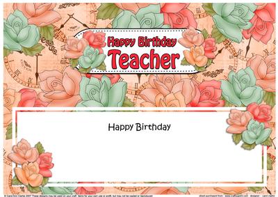 Happy Birthday Teacher Roses Matching Large Dl Insert