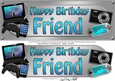 Large Dl Birthday Friend Gadgets & Gizmos 3D Decoupage