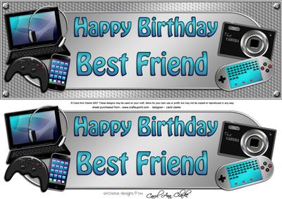 Large Dl Birthday Best Friend Gadgets & Gizmos 3D Decoupage