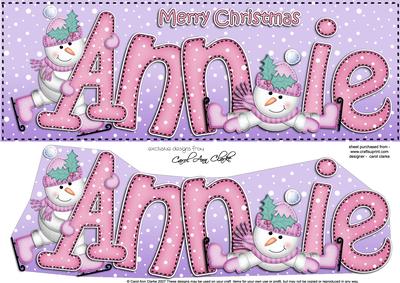 Merry Christmas Annie Snowmen Large Dl & 3D Decoupage
