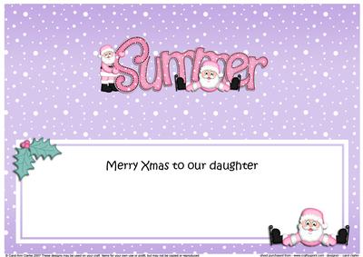 Merry Xmas Daughter Summer Santa Matching Large Dl Insert