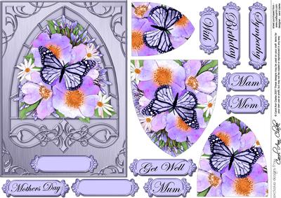 Butterfly & Flowers Fancy Arch Shaped Pyramid Sheet