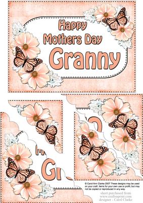 5x7 Flowers & Butterflies Mothers Day Granny Scallop Corner