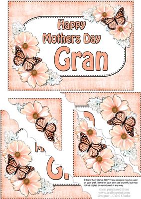 5x7 Flowers & Butterflies Mothers Day Gran Scallop Corner