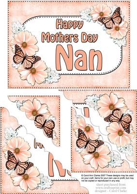 5x7 Flowers & Butterflies Mothers Day Nan Scallop Corner