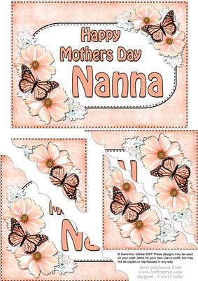 5x7 Flowers & Butterflies Mothers Day Nanna Scallop Corner