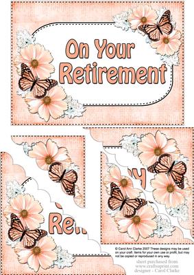 5x7 Flowers & Butterflies Retirement Scallop Corner