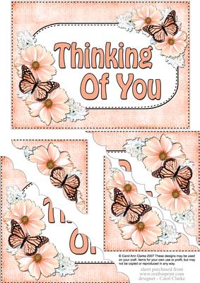 5x7 Flowers & Butterflies Thinking of You Scallop Corner