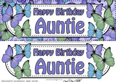 Large Dl Birthday Auntie Butterflies Card & 3D Decoupage